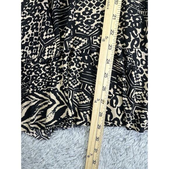 Susan Graver PRINTED LIQUID KNIT TIERED TOP 2X Animal 3/4 Sleeves Shirt - Picture 5 of 8